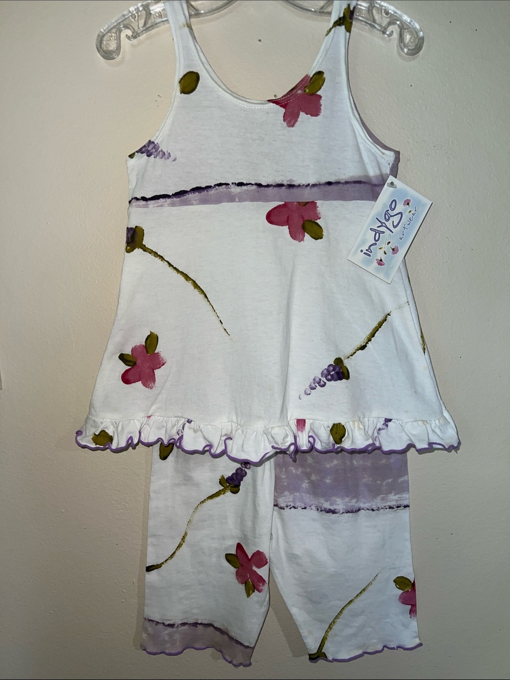 Indigo Girls White Tank & Shorts Set Handpainted in Cape Town South Africa